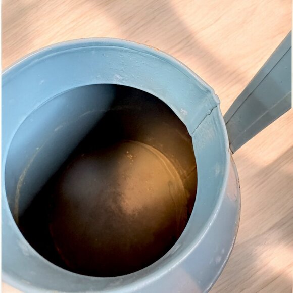 Blue Hand painted Metal Canister Planter Cow Tree with Handle 13 in Farmhouse - Picture 4 of 5